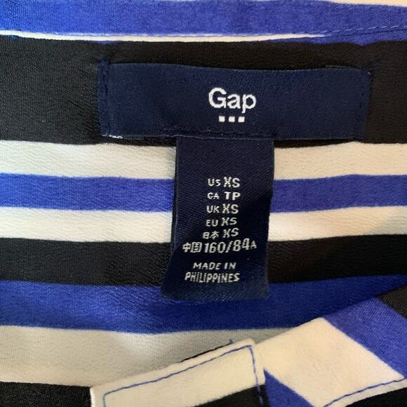 Gap Outlet Blue Dress Women's Size XS Striped Half Roll Tab Sleeve - Picture 5 of 7